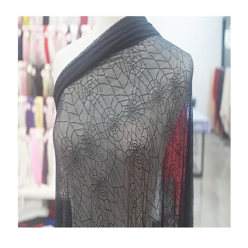 2023 desain baru Fashion nilon spandeks kain renda elastis untuk pakaian wanita