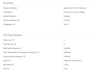 2024 Hot-Selling 4 Total Cores 4 Total Threads <strong>I5</strong> 3570 CPU Legacy Intel Core Processors for Computer - Product Image 3