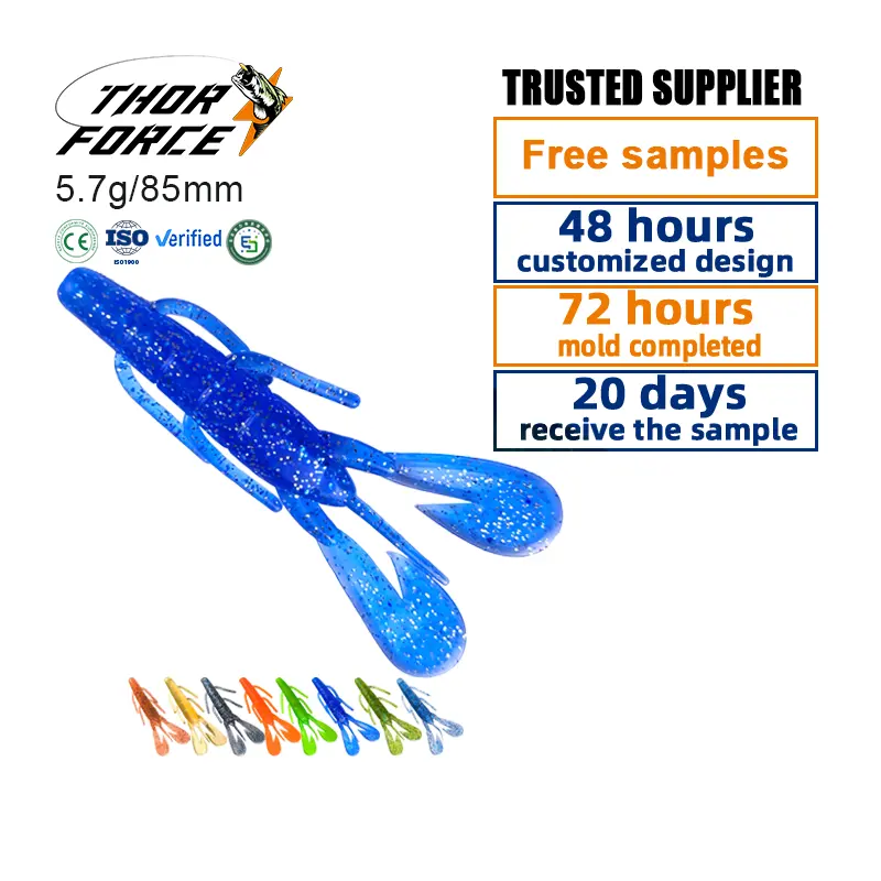 Thorforce isca de pesca artificial para truta, isca macia de plástico em PVC para pesca, 85 mm, 5.7g, recém-chegada, isca de lagosta em água doce