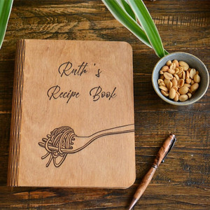 Personalized Cook <strong>Book</strong> Wooden Note <strong>Book</strong> Chef Custom Journal Recipe <strong>Book</strong> - Product Image 5