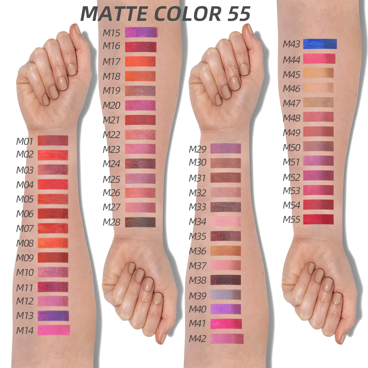Brillo de labios mate disponible en 55 tonos.