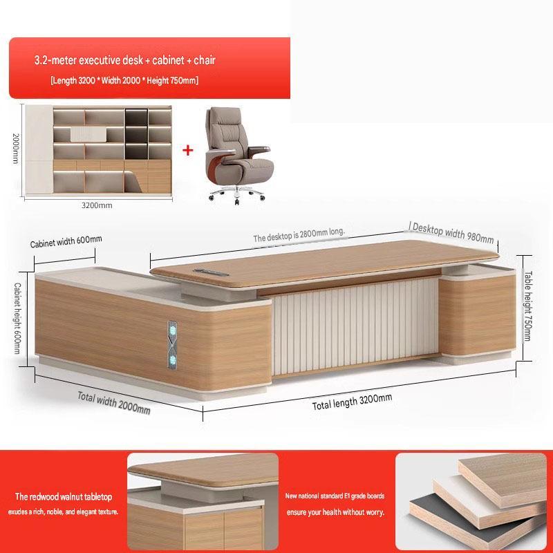 3.2m boss desk+3.2m file cabinet+boss chair