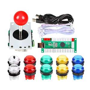 Zero Delay USB Encoder per giochi per PC Joystick rosso pulsante illuminato per Arcade Joystick Kit da te parti Mame Raspberry Pi