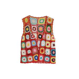 Vigour-suéter bordado de punto para mujer, Chaleco de punto con patrón de parche personalizado, estampado de flores de algodón, a mano