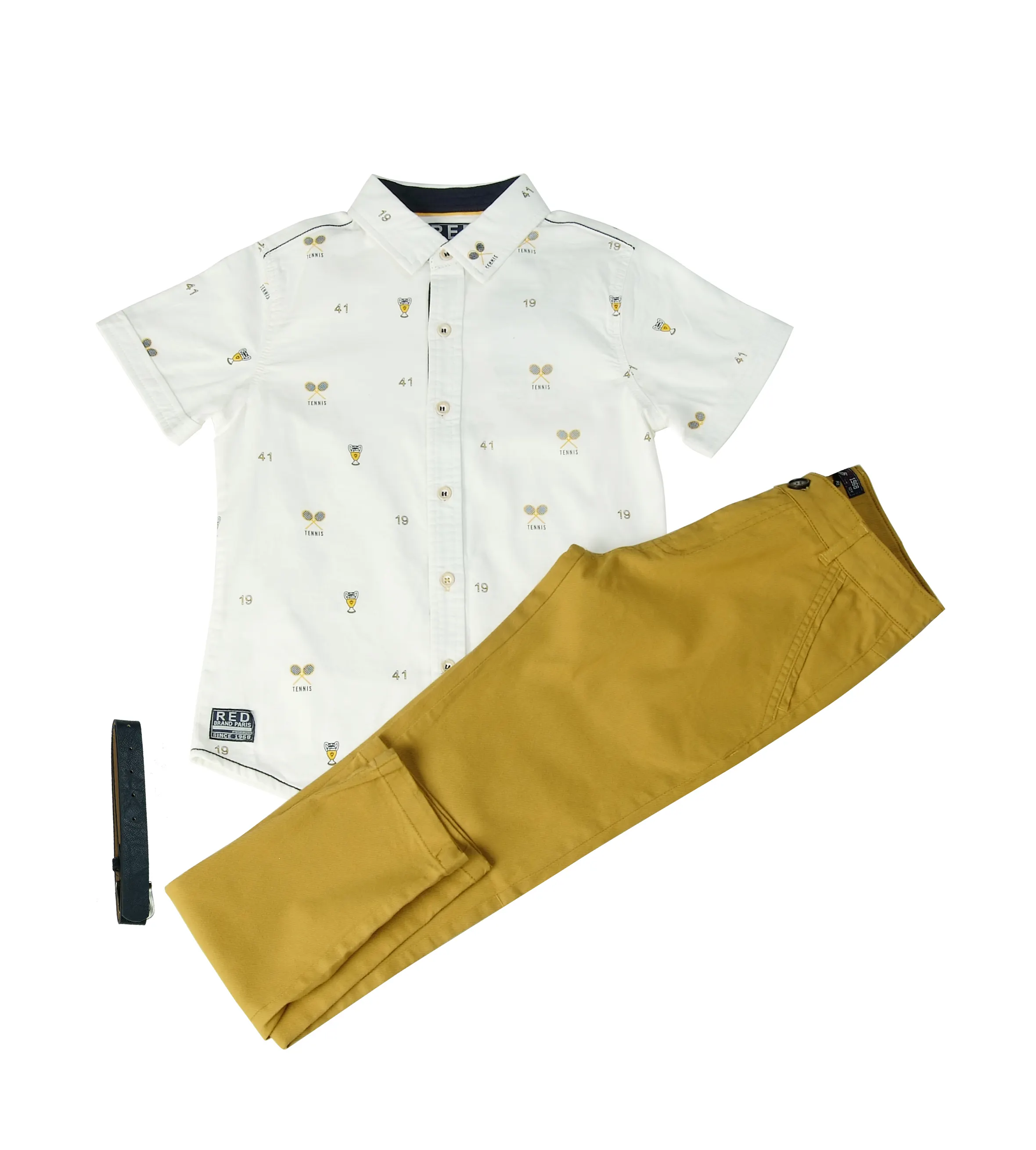 Ensembles de vêtements printemps été pour garçons en gros chemise et pantalon long pour enfants