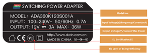 Adaptador de corriente de conmutación 100-240V 50/60HZ 0.7A Entrada 12V 36W Salida AC-DC Escenas médicas diversas Cable de alimentación de bajo voltaje sin carga - Product Image 3