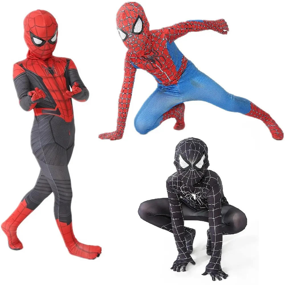Nuevo Miles Morales lejos de casa Cosplay disfraz Zentai Spiderman disfraz superhéroe traje de Spandex para niños hecho a medida