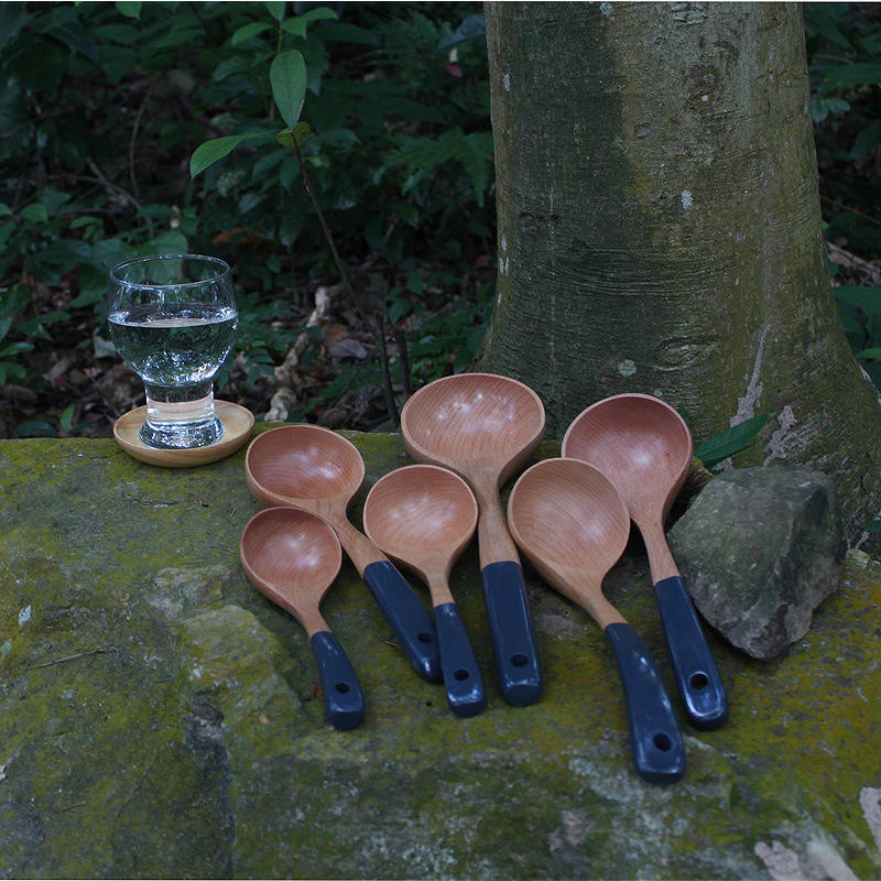 2023 New 6 Pcs Custom Logo Kitchen Cooking Tool Spoon Beech Wood Serving Spoon
