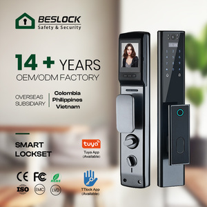 Riconoscimento del volto 3d di lusso Smart Lock Tuya Wifi Intercom impronta digitale Kuncipintu carta Passcode serratura della porta con la macchina fotografica - Product Image 1
