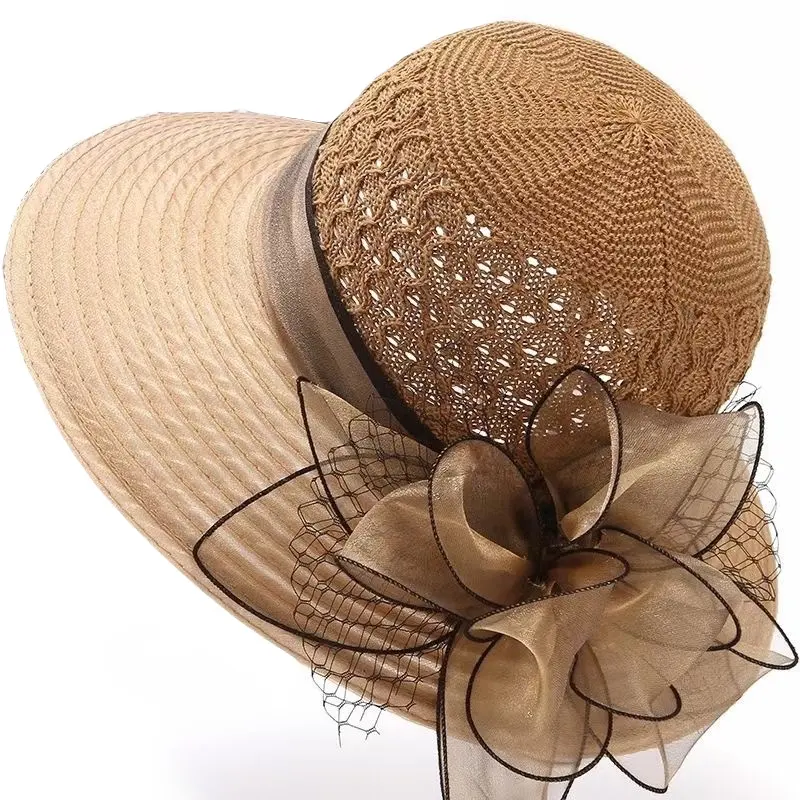 Couvre-chef pour femmes Organza sinamay summer Church Derby Fascinator Bridal British Tea Party Wedding Ruffle Brim bucket party hat