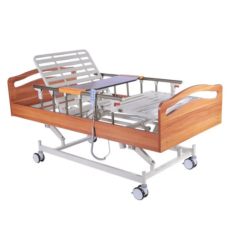Cama de hogar de ancianos de 67mm-640mm ultrabajo, cama de hospital eléctrica de madera para el cuidado del hogar para ancianos, cama de acero para el cuidado del hogar