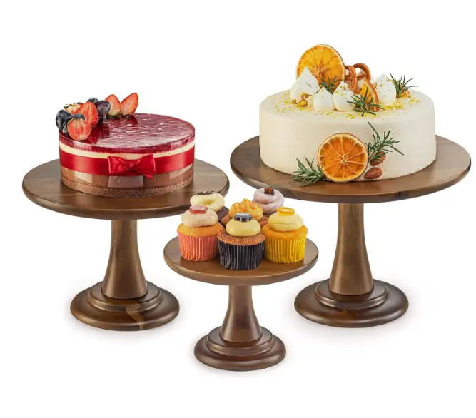 Набор из 3 подставки для свадебного торта из акации деревенский деревянный подставка для торта набор для десертного стола