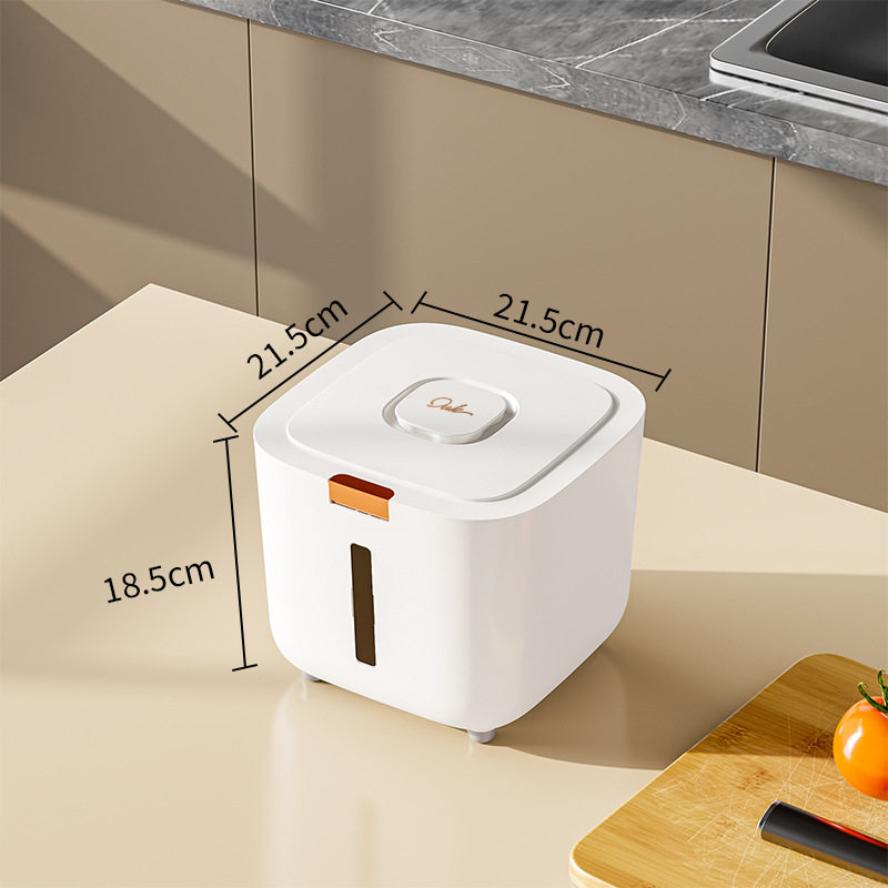Contenant à riz 5 kg avec couvercle à charnière - Tasse à mesurer - Blanc