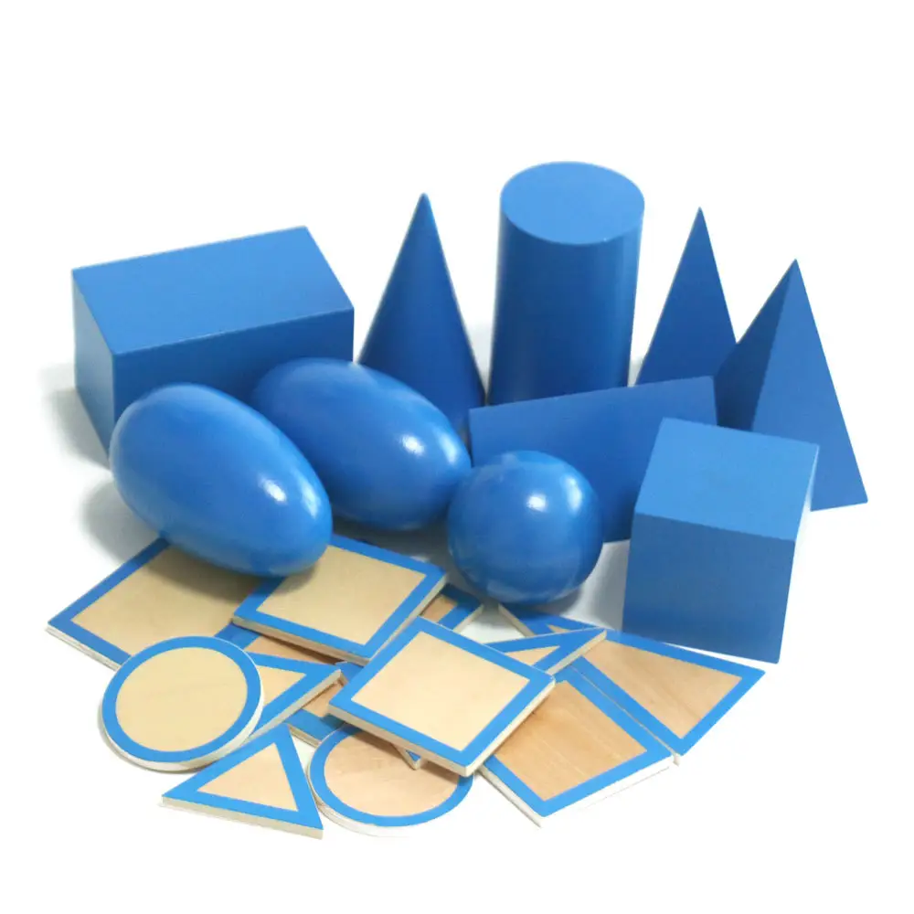 Jouets d'apprentissage préscolaire, solides géométriques, jouets Montessori en bois, jeux de maths, blocs, fournitures scolaires primaires à domicile
