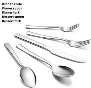 Cạnh vuông gương đánh bóng thép không gỉ Flatware Set tái sử dụng bạc dao kéo bao gồm nĩa dao Muỗng Bạc - Product Image 6