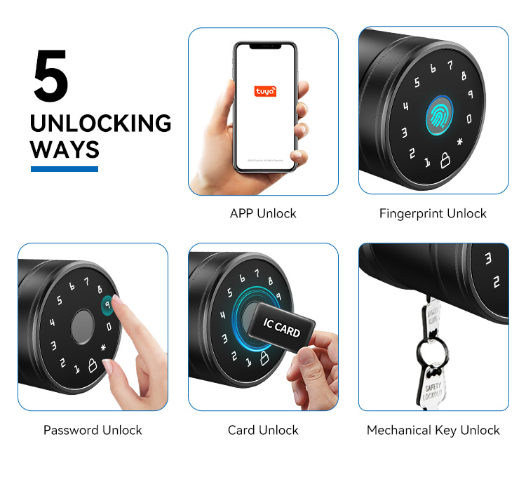Tediton Safety Fingerprint Digital Deadbolt with Tuya App Keypad Home Fingerprint Smart Door Lock