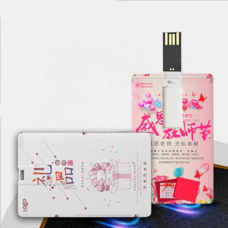 Stampa personalizzata promozionale USB Card Flash Drive 128MB-32GB USB Memory Card 64G Pen drive