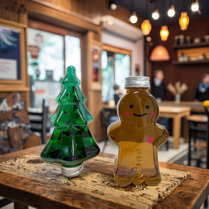 Giáng sinh Gingerbread người đàn ông lấy cảm hứng từ rõ ràng nhựa dùng một lần nước trái cây uống chai với mũ và khăn cho ép và uống - Product Image 5