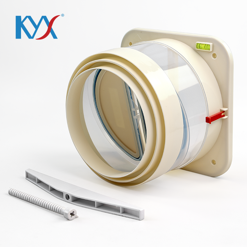 Large transparent double flap range hood check valve