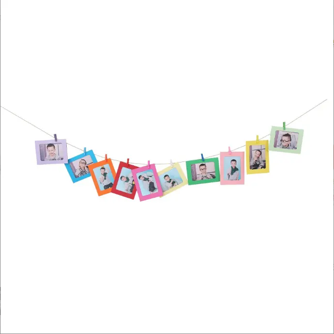 Twine Clip Photo Wall Black White Kraft Paper Color Multiple colors Creative Hanging Paper photo frame