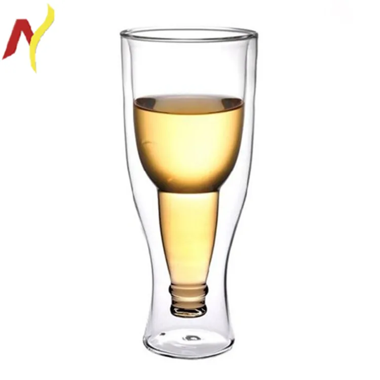 Taza irrompible de vidrio para cerveza, vaso de vidrio doble con logotipo personalizado, hecho en China, libre de Bpa