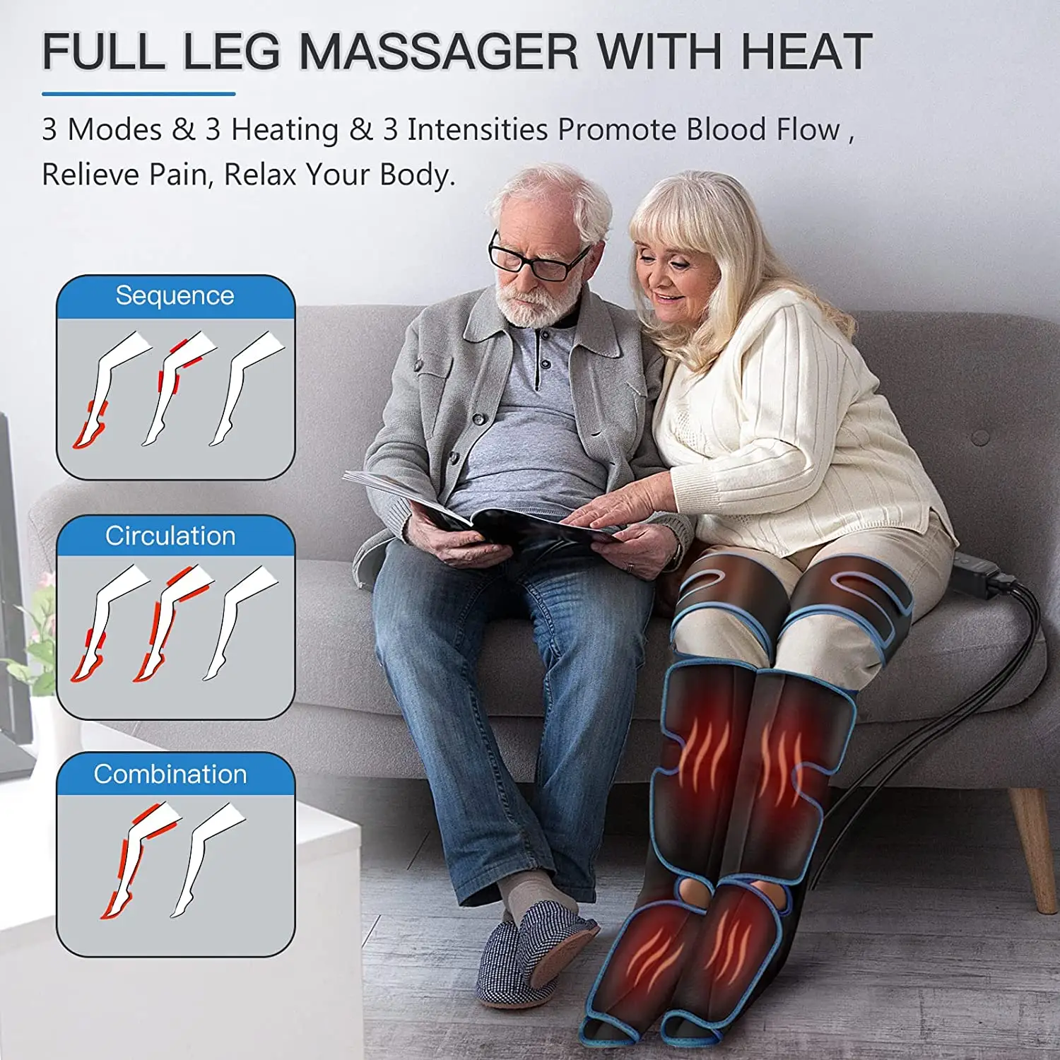 CINCOM Full Leg Massager with Heat Air Compression Leg Massager for Circulation Calf and Leg Massager