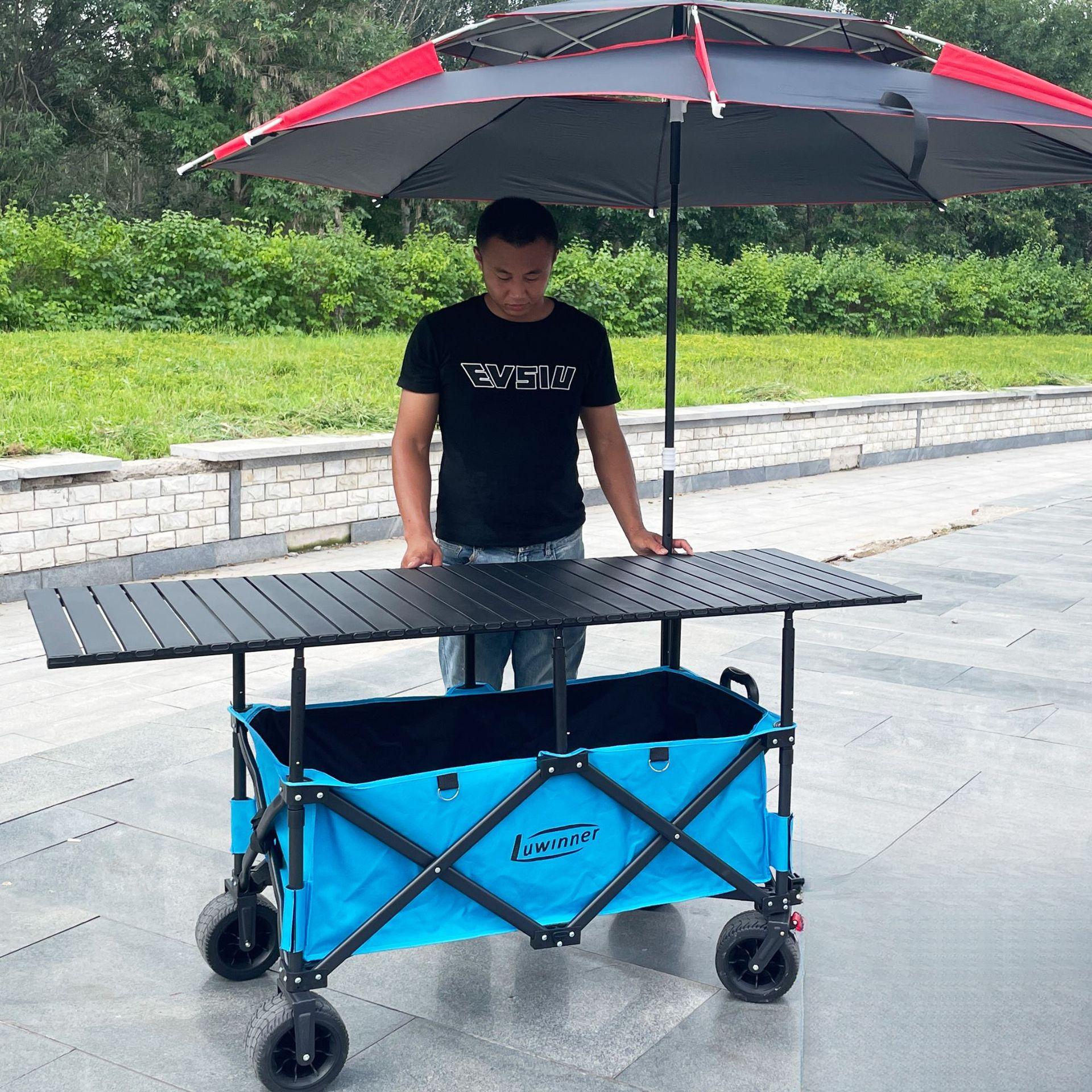 Large stall cart (blue) + sunshade (black)