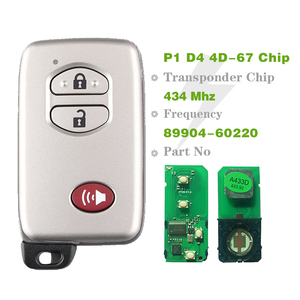 3 düğme 433MHz akıllı anahtar Toyota Land Cruiser 2007 + için araba uzaktan marş P1 D4 4D-67 çip B53EA 8990460220 CN007176 anahtarsız gitmek - Product Image 1