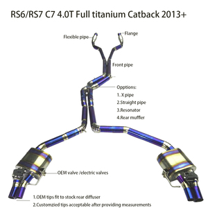 Audi için jydtitanium titanyum Catback/RS6 C7 4.0T 2013-2018 otomatik egzoz sistemi X boru susturucu sistemi - Product Image 2