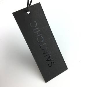 Etiqueta colgante de papel grueso personalizada de gama alta para ropa respetuosa con el medio ambiente impresión UV nombre Logo etiquetas colgantes Etiqueta de ropa con cuerda - Product Image 2