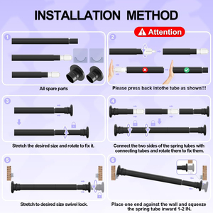 Zwarte Verstelbare Spanstang 28-48in Geen Boorgordijnroede Voor Douche Of Kast Heavy-Duty Veerontwerp - Product Image 5