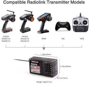 Radiolink RCレシーバーR6FG 6 Ch 2.4G HVサーボRXジャイロ400m長距離制御RCカーボートトランスミッターRC4GS RC6GS V2 V3 - Product Image 5