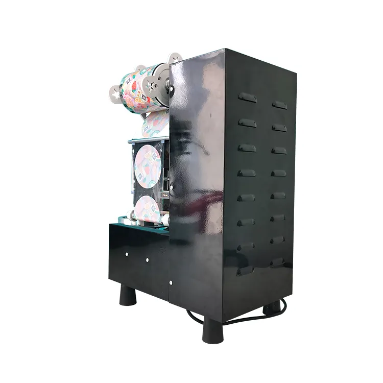 Máquina automática de sellado de tazas altas, nuevo diseño de fábrica, película termorretráctil continua, para leche, té, zumo, café