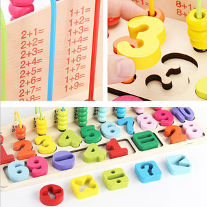 子供木製モンテッソーリそろばんデジタル形状に一致する数字を数えることを学ぶ早期教育数学を教える - Product Image 3