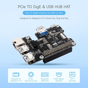 Cappello Aismartlink WAVESHARE PCIe to Gigabit Ethernet e USB 3.2 Gen1, compatibile con Raspberry Pi 5 Plug and Play - Product Image 3