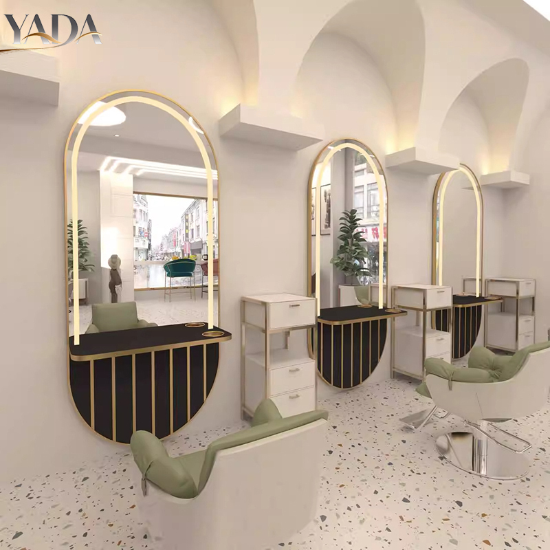 Gold Frame Mirror with warm light