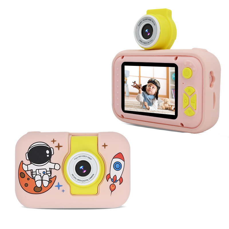 Appareil photo rose pour enfants avec étui astronaute + carte TF 32 Go