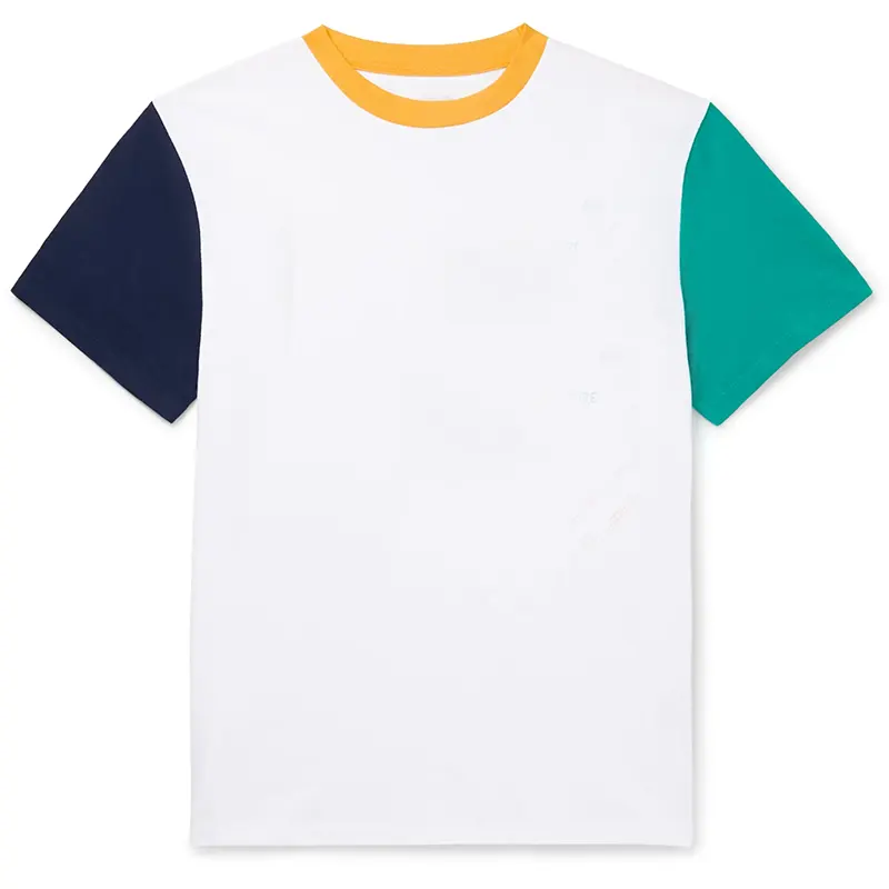 T-shirt multicolore pour hommes, modèle vintage, avec logo personnalisé brodé, bloc de couleurs, jersey, vente en gros