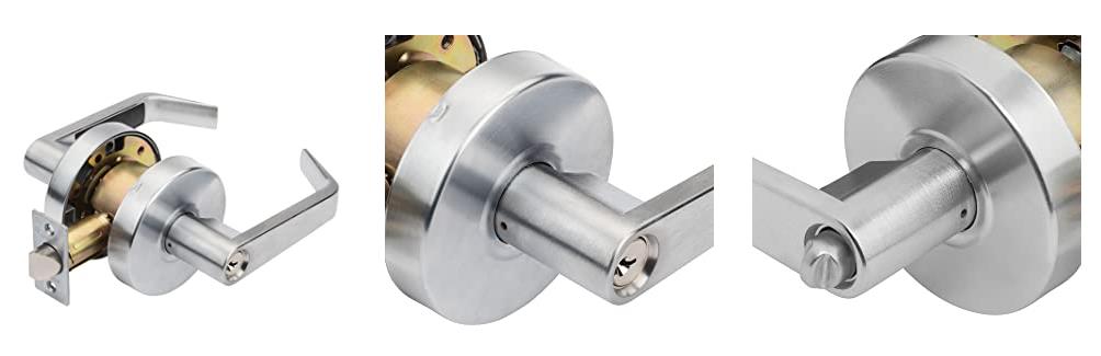 SENHO Hardware AUG-00-26D Grade 2 Commercial Duty Office Door Keyed Lever Lockset ADA Satin Chrome Finish