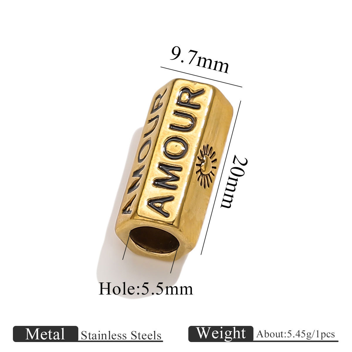 Plain Hexagonal Enamel Bead