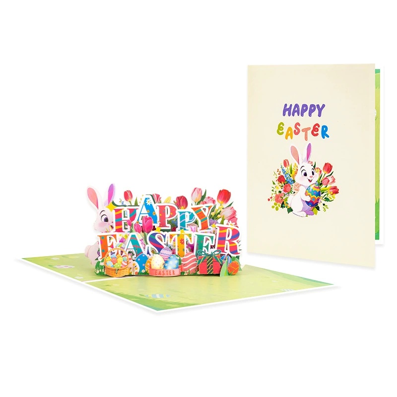 Joyeuses Pâques avec des rayures colorées