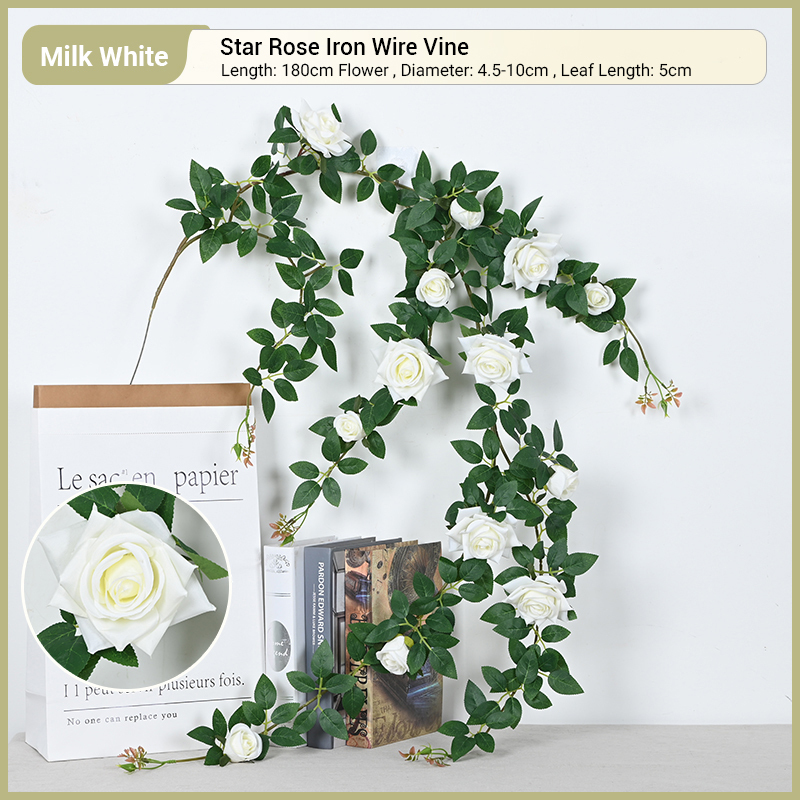 Rotin en fil de rose étoilé-blanc laiteux