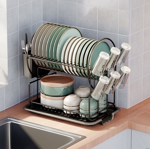 Yüksek kaliteli çift katmanlı mutfak depolama bulaşıklık çok fonksiyonlu depolama drenaj bulaşıklık - Product Image 4