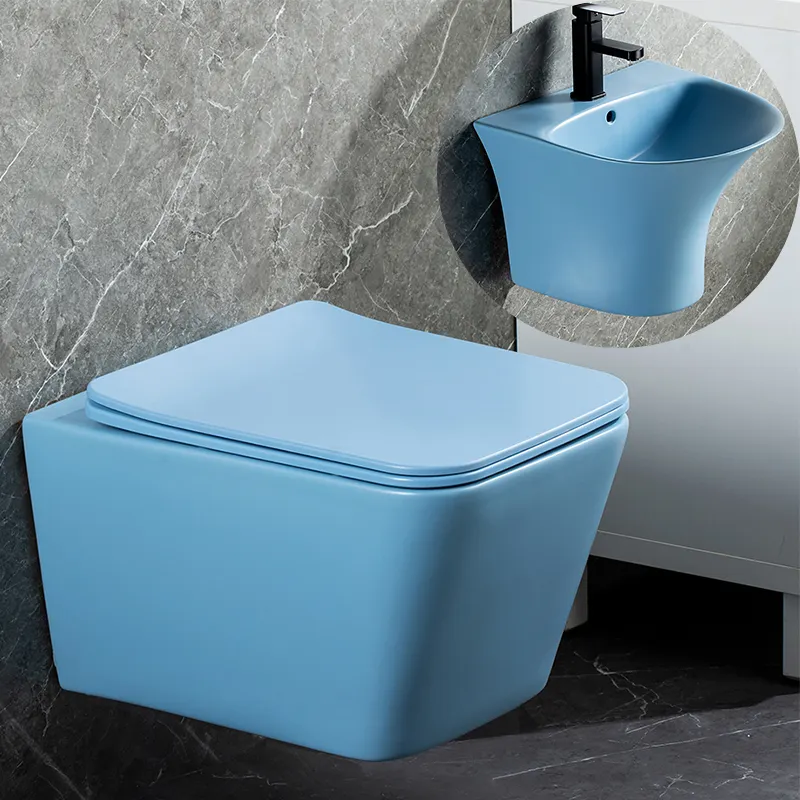 Diseño personalizado sin montura armario de agua lavabo sobre encimera montado en la pared inodoro fregadero conjunto