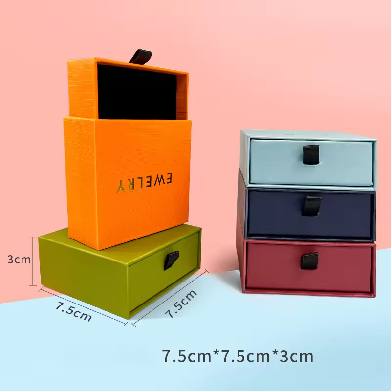 75*75*30mm Custom Logo High Quality <strong>Cardboard</strong> Jewelry Gift <strong>Box</strong> Necklace Rings Packaging Paper <strong>Box</strong> Gold <strong>Nesting</strong> Gift Leathergift - Product Image 2