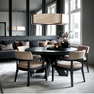 Mỹ rắn gỗ mở rộng bàn ăn ghế thiết lập màu đen tối giản giữa thế kỷ phong cách Đồ nội thất cho nhà hàng căn hộ - Product Image 3