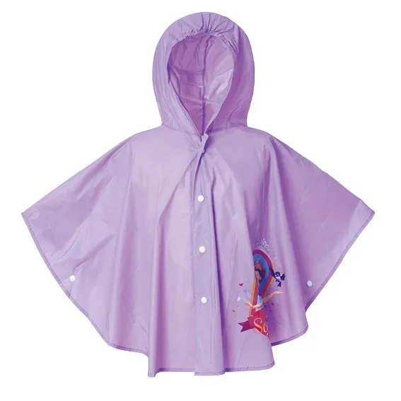 Vente en gros Imperméable de mode mignon pour enfants violet Poncho de pluie pour enfants imperméable avec logo