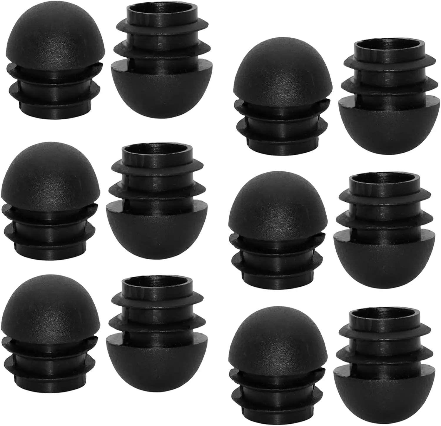 Tapa de tubo de enchufe abovedado de 16mm, tapones de extremo de plástico negro HANSHILAI de 5/8 ", 12 piezas de insertos de tubo redondo, tapones de extremo deslizantes para muebles