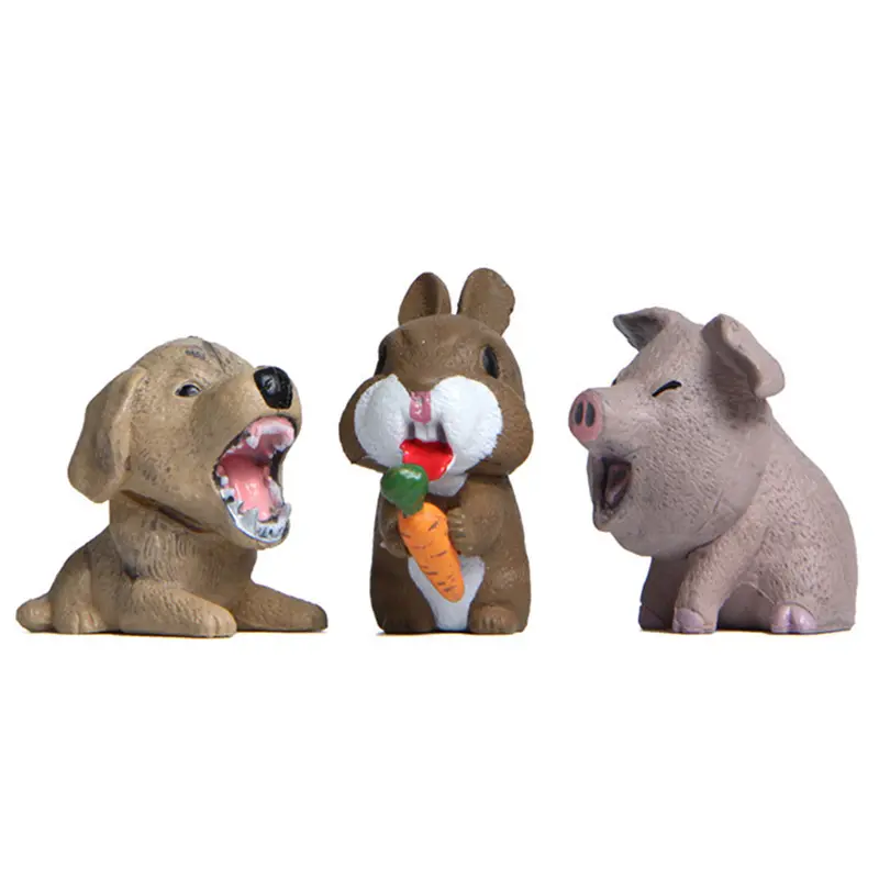 Venta caliente creativo burro conejo novedad regalos plástico oso perro modelo PVC juguete animales hogar Decore figuritas y miniaturas