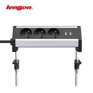 Fransa standart 3 yolları elektrik fişleri yuva kelepçe ofis için usb port ile konferans masası soket üzerinde - Product Image 2